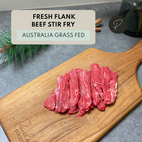 Fresh halal beef flank stir fry in Singapore
