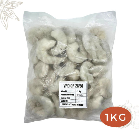 Frozen Deshelled Vannamei Prawns peeled and deveined PND 26/30