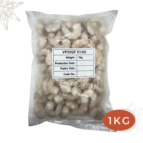 Frozen Deshelled Vannamei Prawns peeled and deveined PND 51/60