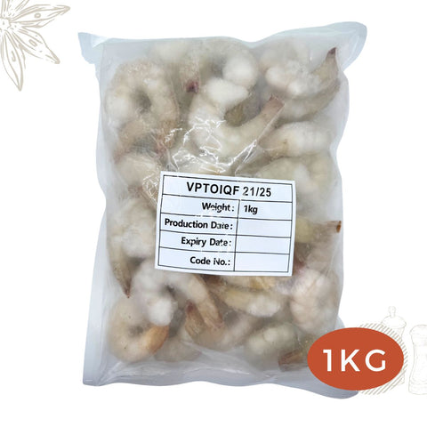 Frozen Deshelled Vannamei Prawns peeled and tail on PTO 21/25